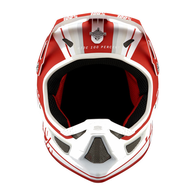 100% STATUS HELMET Topenga Red/White Front - Driven Powersports