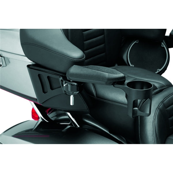 Kuryakyn Armrest with Cup Holder For Harley-Davidson Black - Driven Powersports