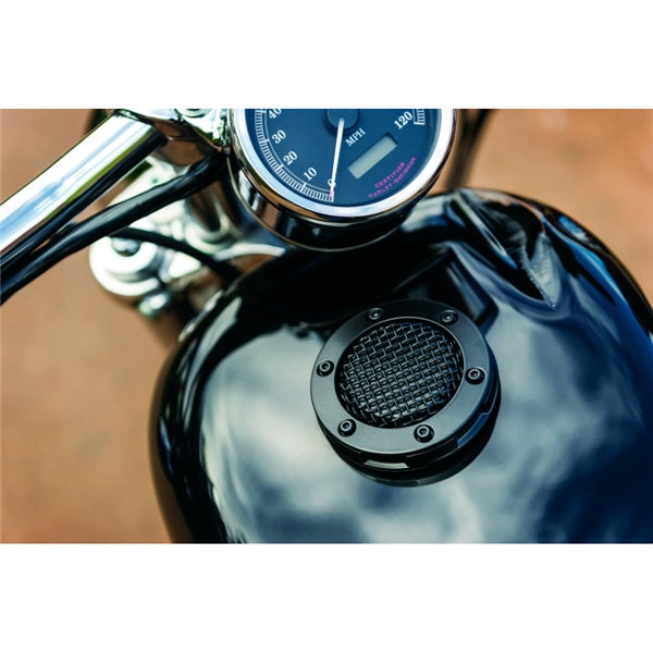 Kuryakyn Mesh Gas Caps Vented For Harley-Davidson Black - Driven Powersports