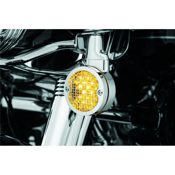 Kuryakyn Mesh Turn Signal Bezel For Harley-Davidson Chrome - Driven Powersports