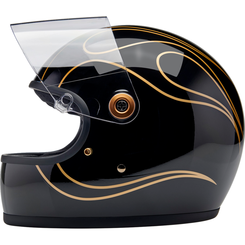 BILTWELL HELMET GRINGO S Black Flame Left Side - Driven Powersports