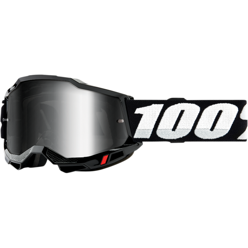 100% ACCURI 2 GOGGLE - MIRROR SILVER LENS Black Front - Driven Powersports