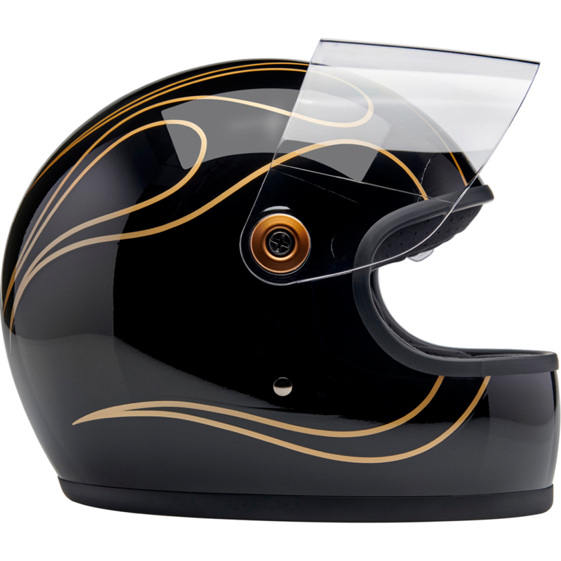 BILTWELL HELMET GRINGO S Black Flame Right Side - Driven Powersports