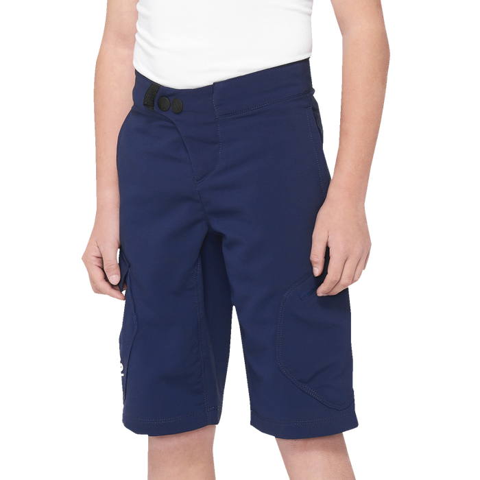 100% RIDECAMP YOUTH SHORTS Navy Front - Driven Powersports