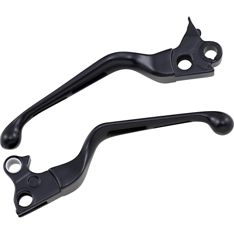 DRAG SPECIALTIES 96-17 B/T SLOTTED LEVER SET Black Front - Driven Powersports