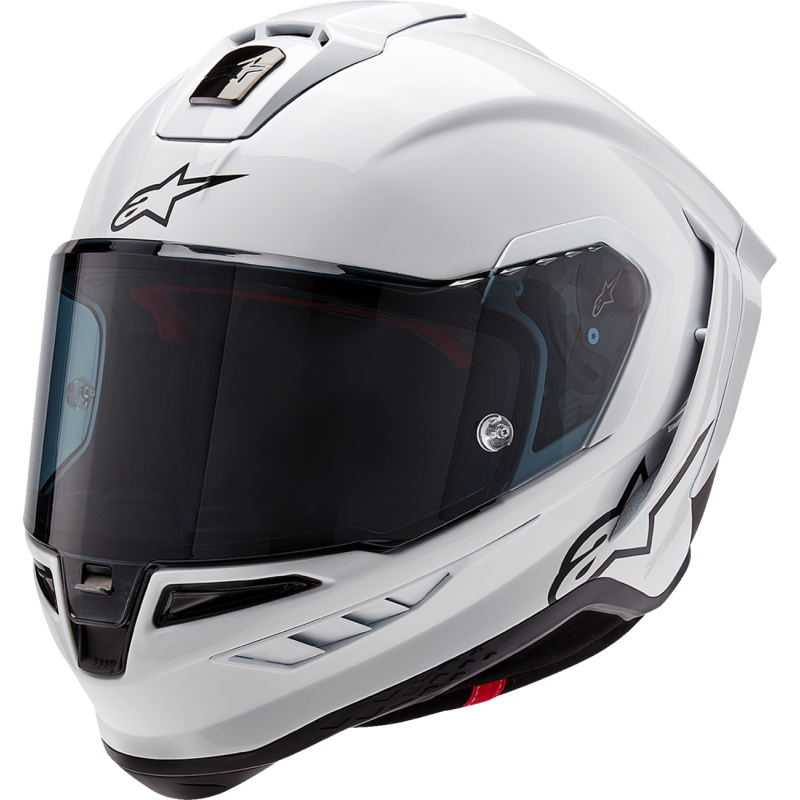 ALPINESTARS S-R10 SOLID HELMET WHT GLS/BLK Mint Front - Driven Powersports