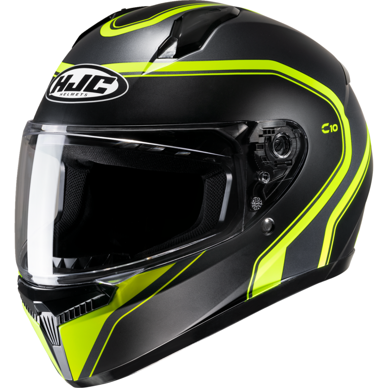 HJC C10 ELIE Semi Flat Black/Hi-Viz Yellow Front - Driven Powersports