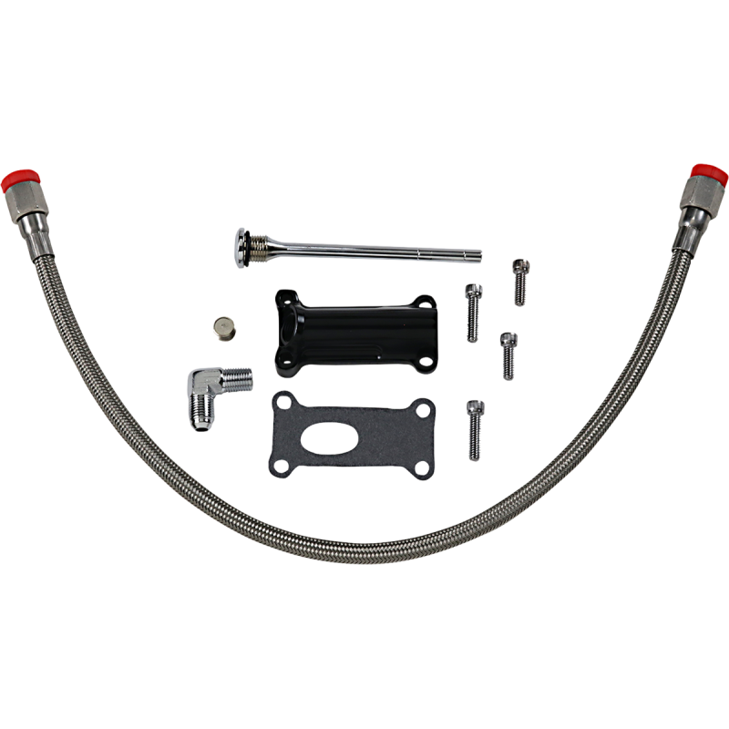 DRAG SPECIALTIES SPOUT ENG OIL 02-06 Flat Black Front - Driven Powersports