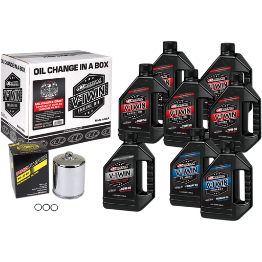 MAXIMA RACING OILS V-TWIN OIL FULL CHANGE KIT Chrome Front - Driven Powersports