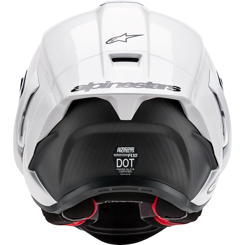 ALPINESTARS S-R10 SOLID HELMET WHT GLS/BLK Mint Back - Driven Powersports
