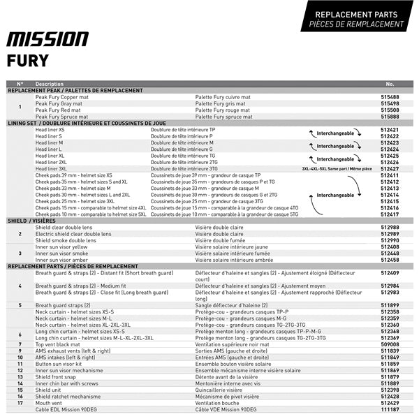 CKX Mission Free-Face Helmet Claw Double Size Chart - Driven Powersports