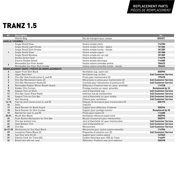 CKX Tranz 1.5 AMS Modular Helmet Solid Double Size Chart - Driven Powersports