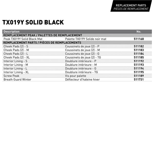 CKX TX019Y Off-Road Helmet Solid Size Chart - Driven Powersports