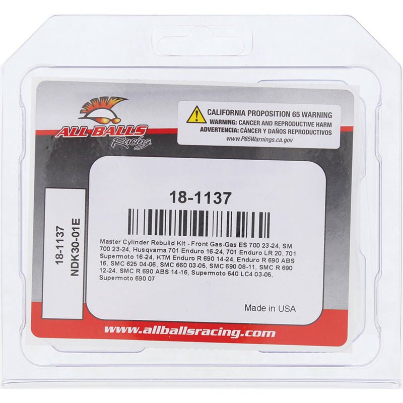 ALL BALLS RACING MASTER CYLINDER REBUILD KIT (18 - 1137) - DRIVEN Canada's Powersports 71420509658318 - 1137