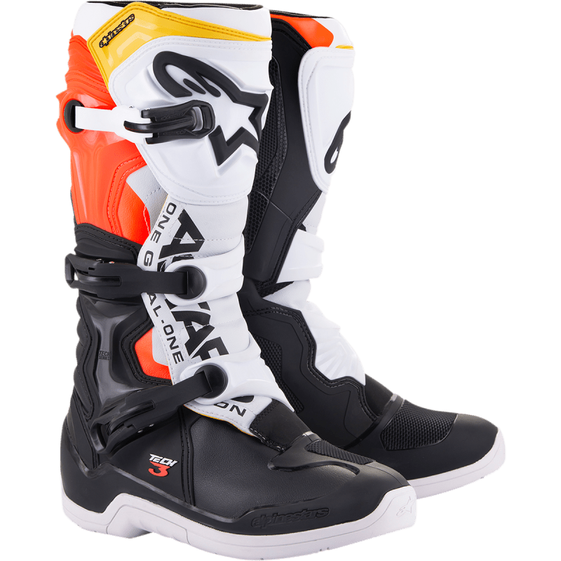 ALPINESTARS BOOT TECH 3 Black/White/Red/Fluo Yellow Front - Driven Powersports