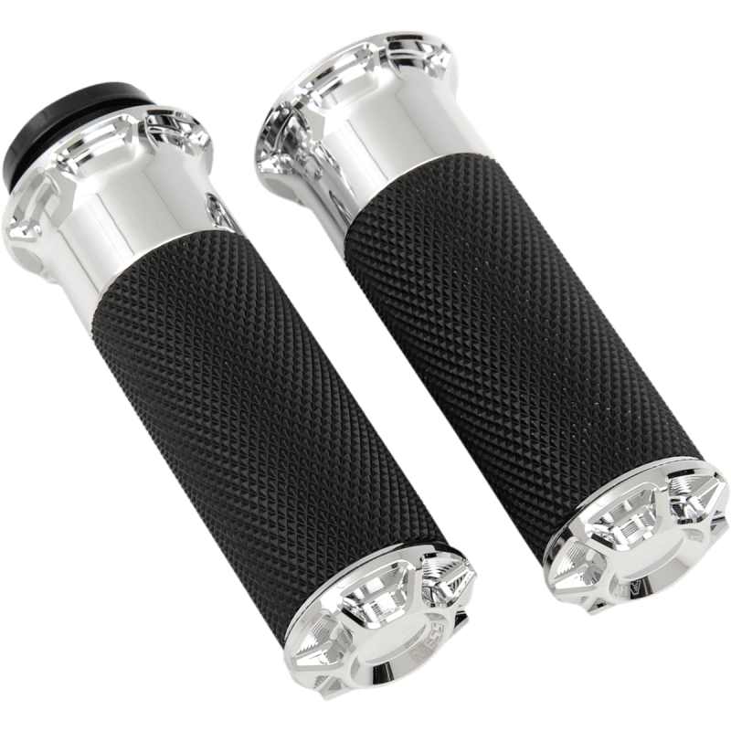 ARLEN NESS BEVELED FUSION GRIPS FBW CHROME (07 - 328) - DRIVEN Canada's Powersports 07 - 328