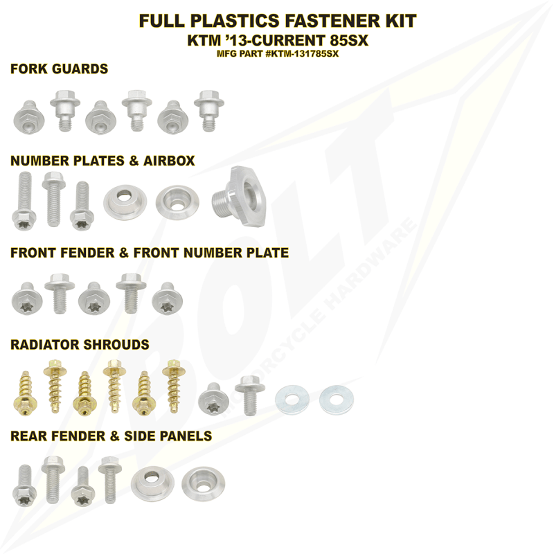 BOLT KTM FULL PLASTICS FASTENER (KT) (KTM - 131785SX) - DRIVEN Canada's Powersports 819648022288KTM - 131785SX