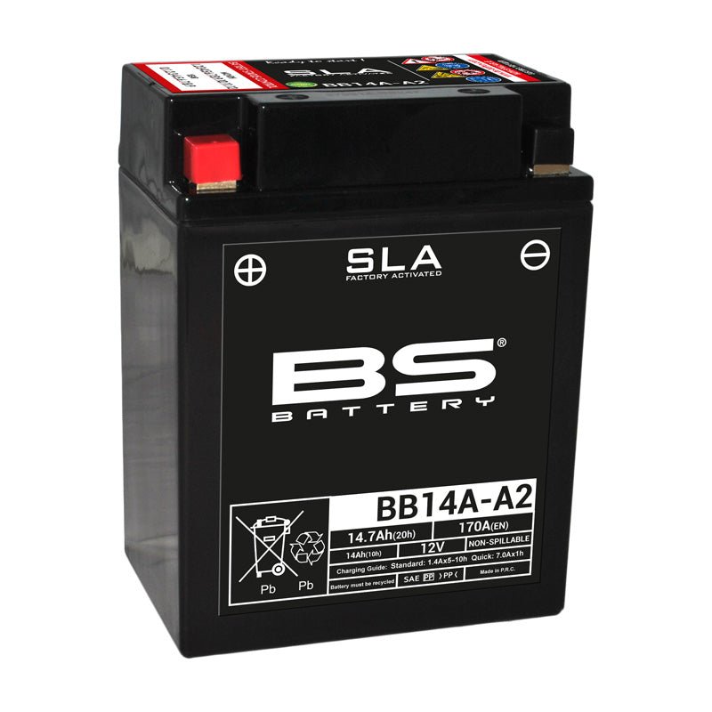 BS BATTERY BB14A - A2 12V BATTERY WITH ACID PACK (310571) - DRIVEN Canada's Powersports 3661454105641310571
