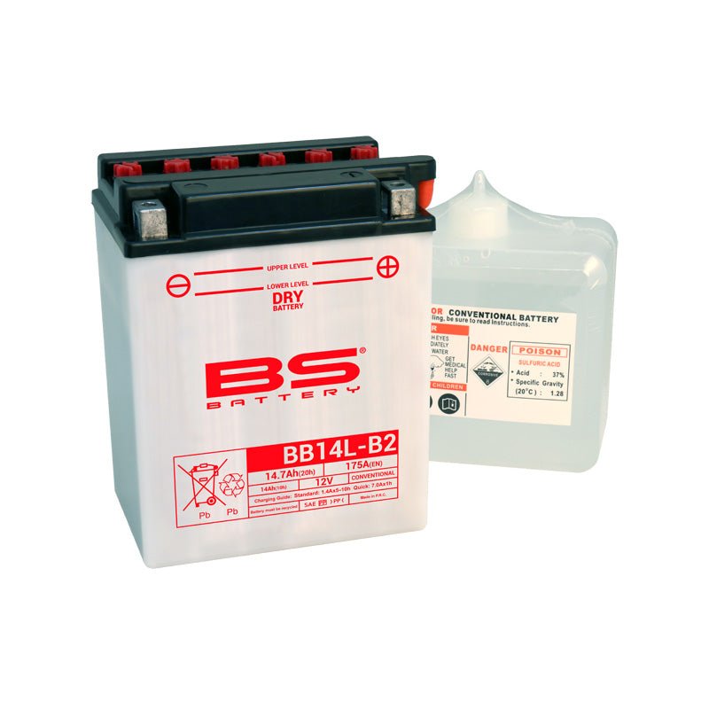 BS BATTERY BB14L - B2 12V BATTERY WITH ACID PACK (310570) - DRIVEN Canada's Powersports 3661451003469310570