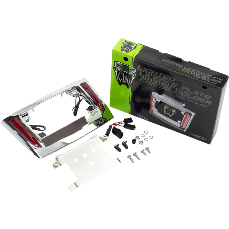 CIRO LLC LIGHTED LICENSE PLATE FRAME FOR TRI GLIDE, CHROME (40080) - DRIVEN Canada's Powersports 40080
