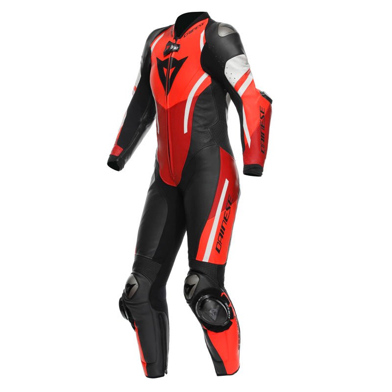 DAINESE MISANO 3 PERF. D - AIR 1PC LEATHER SUIT WMN BLACK/RED/FLUO - RED (46) - DRIVEN Canada's Powersports 80510195303702D10031 - 12I - 46