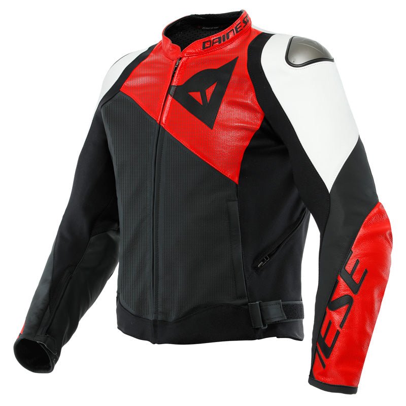 DAINESE SPORTIVA LEATHER JACKET PERF BLACK - MATTE/LAVA - RED/WHITE (52) (1533873 - 25A - 52) - DRIVEN Canada's Powersports 80510194176881533873 - 25A - 52