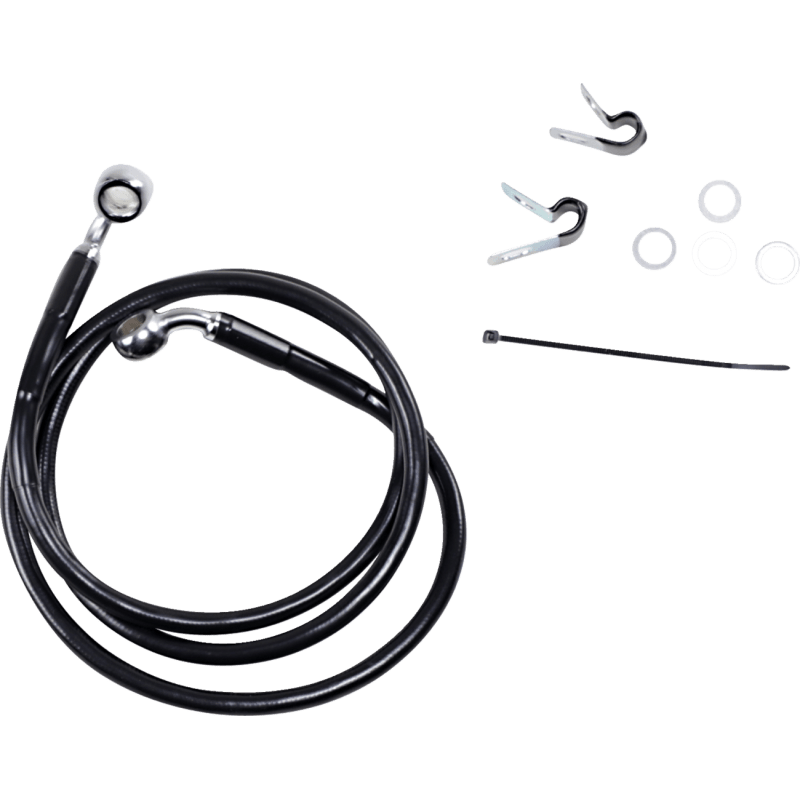 DRAG SPECIALTIES 04-10883C/1200C +4 FRT BRK LINE KIT Black Front - Driven Powersports