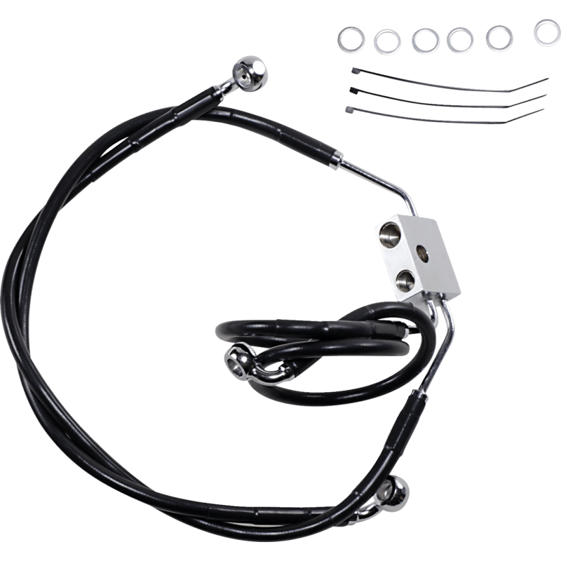 DRAG SPECIALTIES 12 - 17 FXDF FRT +4 BRK LINE W/ABS - DRIVEN Canada's Powersports 612137 - 4BLK