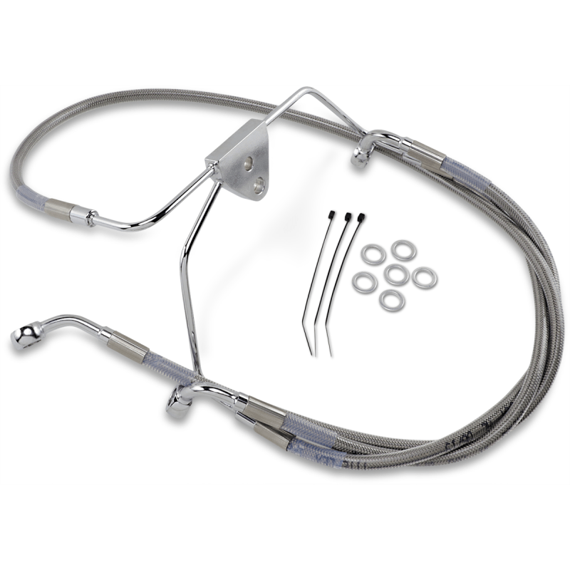 DRAG SPECIALTIES 96 - 07 FLHT/X FRT S/S BRAKE LINE KIT +8 (660411 - 8) - DRIVEN Canada's Powersports 660411 - 8