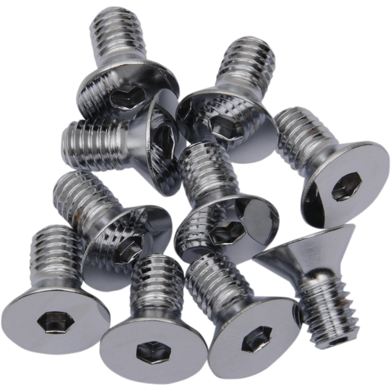 DRAG SPECIALTIES FLAT HD SCREW (10) 3/8 - 16*3/4 CY - CHROME (MPB584) - DRIVEN Canada's Powersports 632393176026MPB584