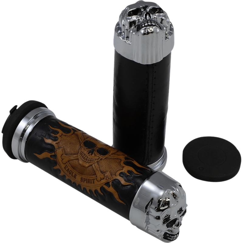 DRAG SPECIALTIES SKULL GRIPS W/PLAIN EYES (PR) (DS - 243255) - DRIVEN Canada's Powersports DS - 243255