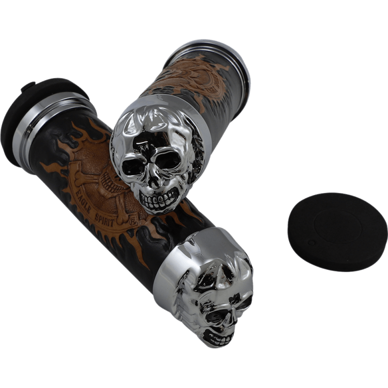 DRAG SPECIALTIES SKULL GRIPS W/PLAIN EYES (PR) (DS - 243255) - DRIVEN Canada's Powersports DS - 243255