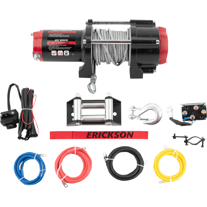 ERICKSON 2500 LB DC WINCH 3/16" X 50' STEEL ROPE (06422) - DRIVEN Canada's Powersports 06438306422606422