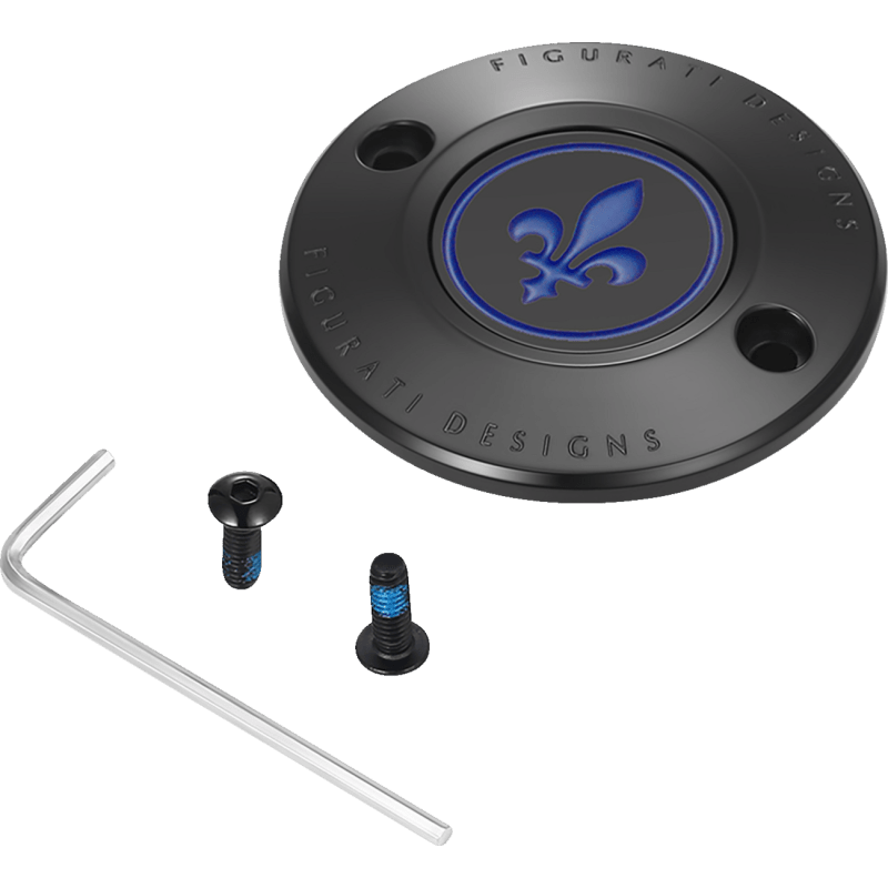 FIGURATI DESIGNS BLUE FLEUR - DE - LIS M8 TIMING COVER - DRIVEN Canada's Powersports FD05 - TC - 2H - BK