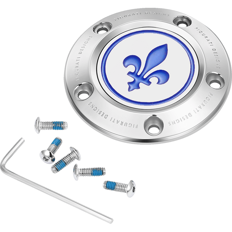 FIGURATI DESIGNS BLUE FLEUR - DE - LIS TWIN CAM TIMING COVER - DRIVEN Canada's Powersports FD05 - TC - 5H - SS