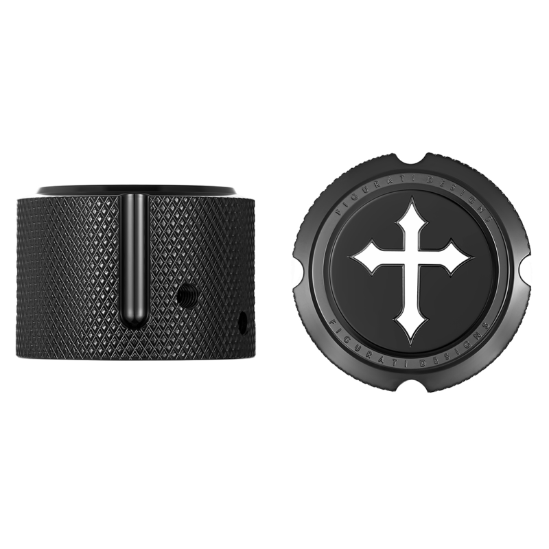 FIGURATI DESIGNS FRONT AXLE NUT COVERS WITH CROSS - DRIVEN Canada's Powersports FD41 - FAC - BLK