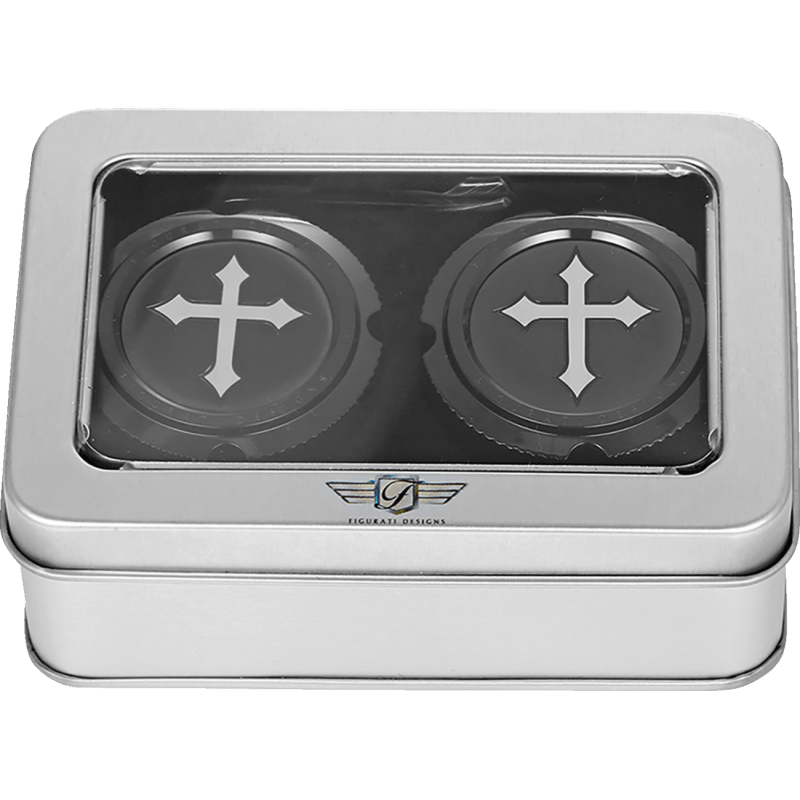 FIGURATI DESIGNS FRONT AXLE NUT COVERS WITH CROSS - DRIVEN Canada's Powersports FD41 - FAC - BLK