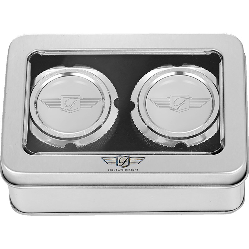 FIGURATI DESIGNS FRONT AXLE NUT COVERS WITH LOGO - DRIVEN Canada's Powersports FD01 - FAC - SS