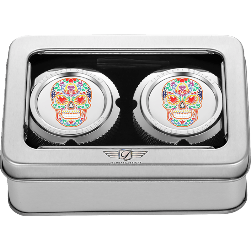 FIGURATI DESIGNS FRONT AXLE NUT COVERS WITH SUGAR SKULLS - DRIVEN Canada's Powersports FD30 - FAC - SS