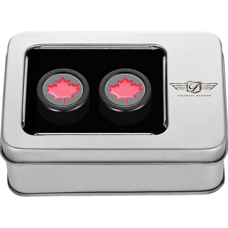 FIGURATI DESIGNS RED MAPLE LEAF DOCKING COVERS 27X32MM - DRIVEN Canada's Powersports FD03 - 27.2/32 - BK