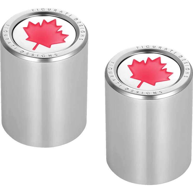 FIGURATI DESIGNS RED MAPLE LEAF DOCKING COVERS 27X32MM - DRIVEN Canada's Powersports FD03 - 27.2/32 - SS