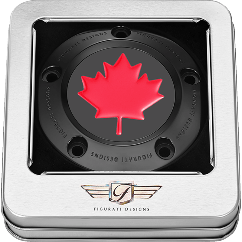 FIGURATI DESIGNS RED MAPLE LEAF TWIN CAM TIMING COVER - DRIVEN Canada's Powersports FD03 - TC - 5H - BK