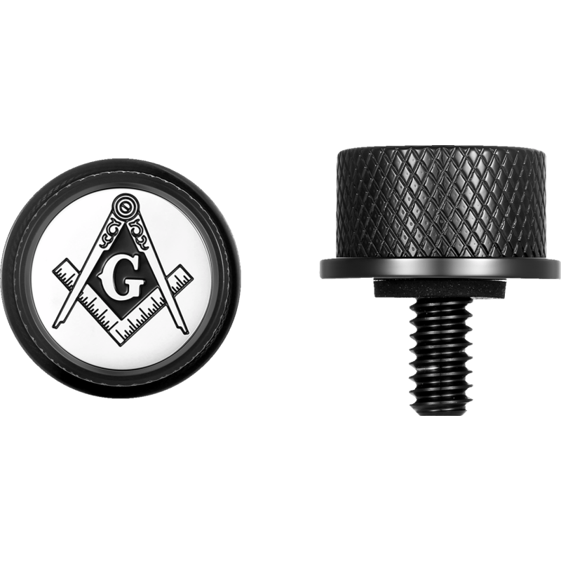 FIGURATI DESIGNS SEAT SCREW WITH 3M MASONIC EMBLEM INSERT - DRIVEN Canada's Powersports FD42 - SEAT_SCREW - BLK