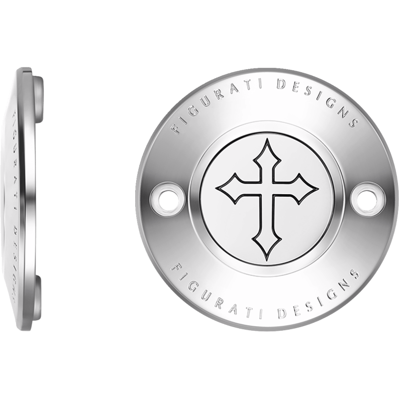 FIGURATI DESIGNS TIMING COVER WITH CROSS, 2 - HOLE - DRIVEN Canada's Powersports FD41 - TC - 2H - SS