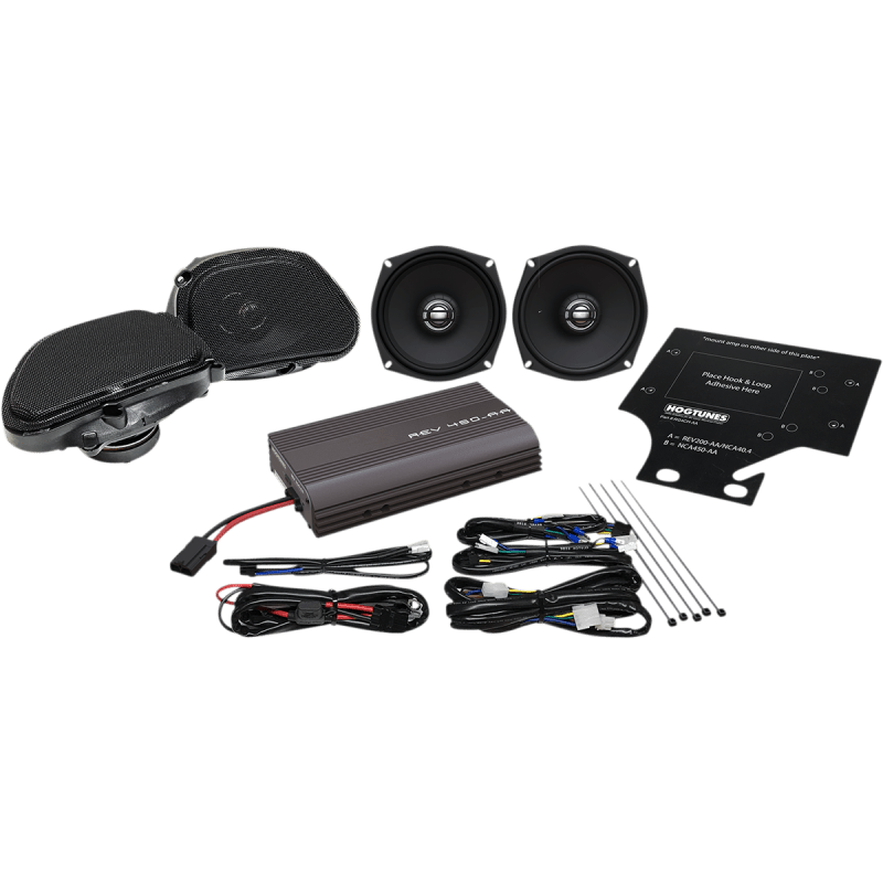 HOGTUNES FRONT/REAR SPEAKER/AMP KIT 11 - 13 ROAD GLIDE ULTRA (REV 450 RGU KIT - AA) - DRIVEN Canada's Powersports 4405 - 0710REV 450 RGU KIT - AA