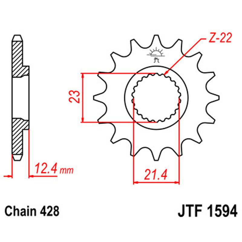 JT SPROCKETS SPROCKET FRONT 428 15T (JTF1594.15) - DRIVEN Canada's Powersports 824225207255JTF1594.15