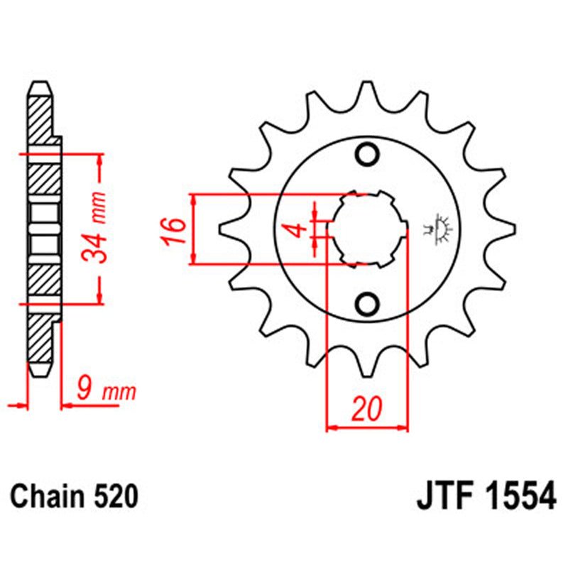 JT SPROCKETS SPROCKET FRONT 520 12T (JTF1554.12) - DRIVEN Canada's Powersports 824225207095JTF1554.12
