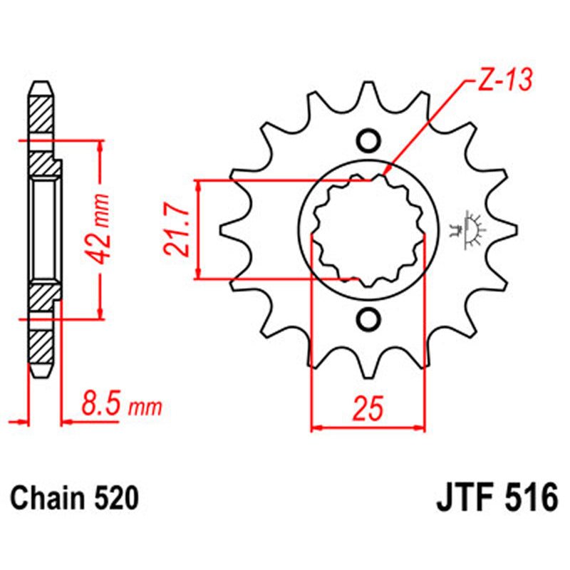 JT SPROCKETS SPROCKET FRONT 520 16T (JTF516.16) - DRIVEN Canada's Powersports 824225204216JTF516.16