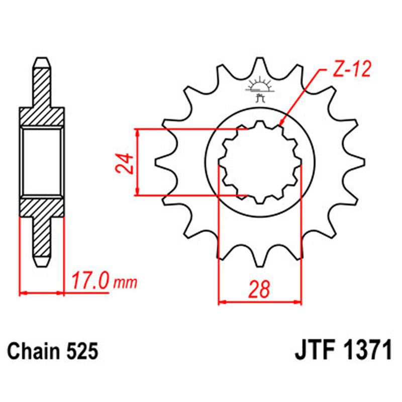 JT SPROCKETS SPROCKET FRONT 525 14T (JTF1371.14) - DRIVEN Canada's Powersports 824225200645JTF1371.14