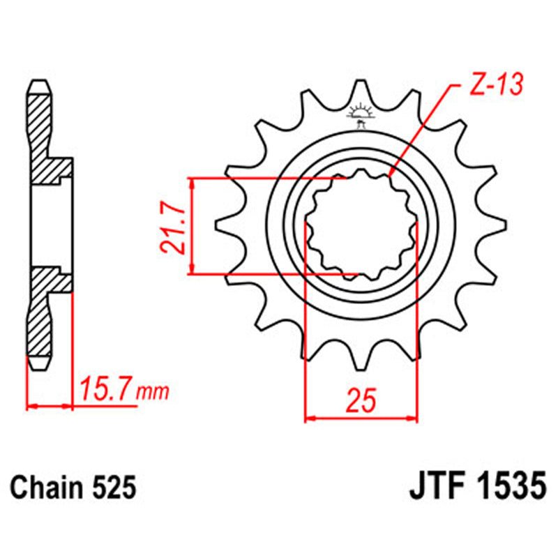 JT SPROCKETS SPROCKET FRONT 525 15T (JTF1535.15) - DRIVEN Canada's Powersports 824225200928JTF1535.15